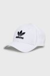 Бавовняна бейсболка adidas Originals колір білий з аплікацією FJ2545-WHT/BLK Бавовняна бейсболка adidas Originals колір білий з аплікацією FJ2545-WHT/BLK