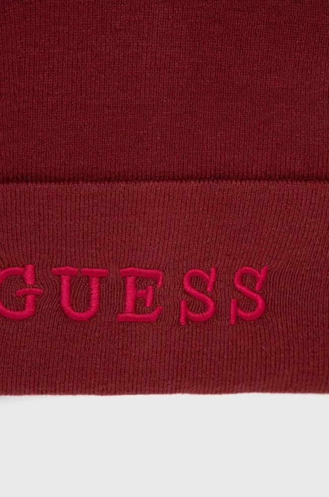 Шапка Guess колір бордовий фото 3