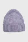 Шапка з домішкою вовни Mustang колір фіолетовий з товстого трикотажу Шапка з домішкою вовни Mustang колір фіолетовий з товстого трикотажу