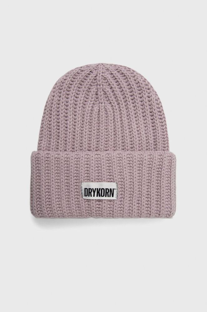 Вовняна шапка Drykorn колір фіолетовий з товстого трикотажу вовна