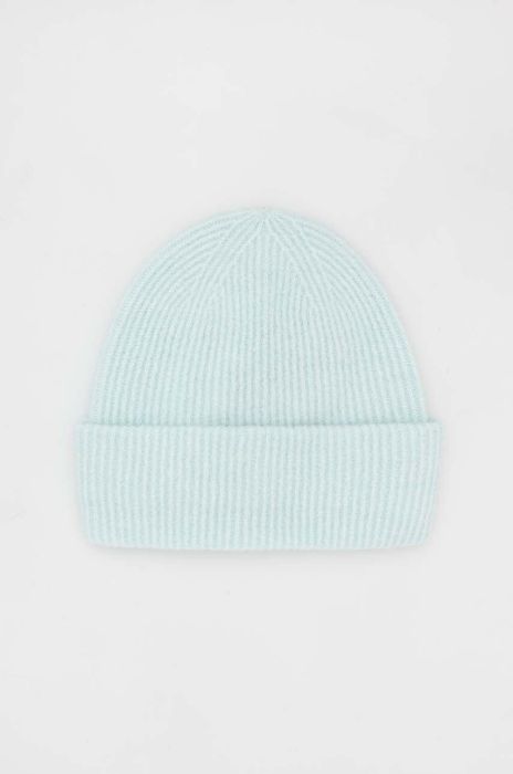 Вовняна шапка Samsoe Samsoe з тонкого трикотажу вовна колір блакитний