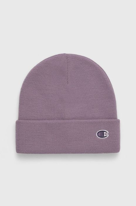 Шапка Champion колір фіолетовий з товстого трикотажу