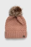 Шапка Roxy Blizzard колір рожевий з товстого трикотажу Шапка Roxy Blizzard колір рожевий з товстого трикотажу