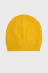 Шапка з домішкою вовни United Colors of Benetton колір жовтий з тонкого трикотажу Шапка з домішкою вовни United Colors of Benetton колір жовтий з тонкого трикотажу
