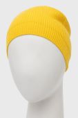 Шапка з домішкою вовни United Colors of Benetton колір жовтий з тонкого трикотажу