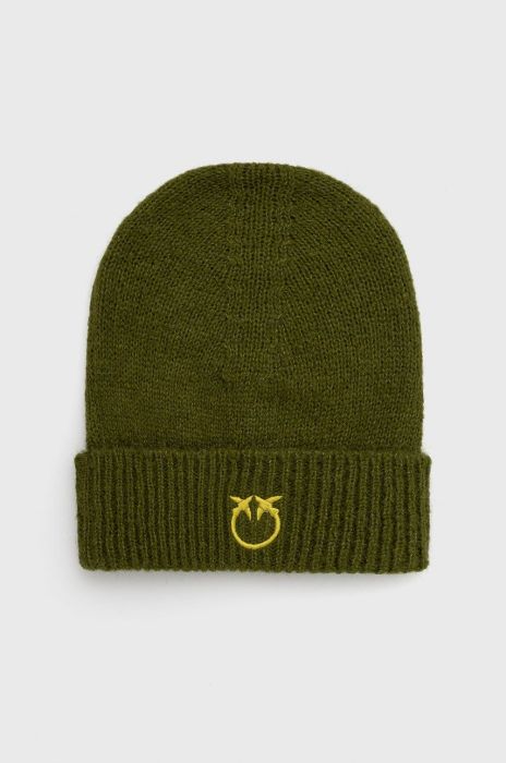 Шапка з домішкою вовни Pinko колір зелений з тонкого трикотажу