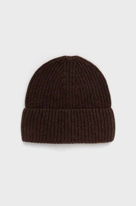 Шапка Ivy Oak колір коричневий з товстого трикотажу вовна