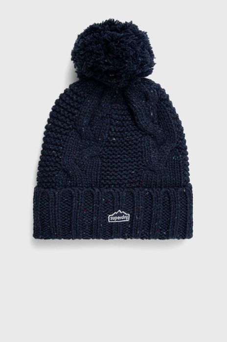 Шапка з домішкою вовни Superdry колір синій з товстого трикотажу (2755473)
