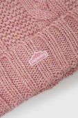 Шапка з домішкою вовни Superdry колір рожевий з товстого трикотажу (2661131)