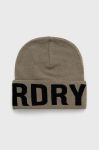 Шапка Superdry колір зелений з товстого трикотажу Шапка Superdry колір зелений з товстого трикотажу
