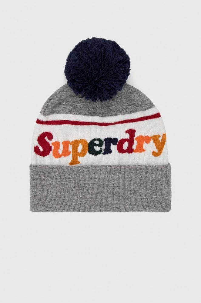 Шапка Superdry колір сірий з товстого трикотажу (2811506)