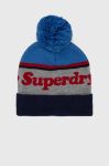 Шапка Superdry з товстого трикотажу колір блакитний Шапка Superdry з товстого трикотажу колір блакитний