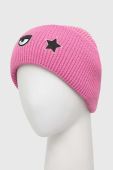 Шапка з домішкою вовни Chiara Ferragni колір рожевий з товстого трикотажу