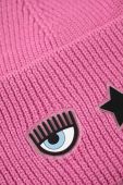 Шапка з домішкою вовни Chiara Ferragni колір рожевий з товстого трикотажу