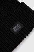 Шапка та шарф з домішкою вовни UGG Chunky колір чорний (2806111)