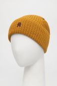 Вовняна шапка Tommy Hilfiger колір жовтий вовна Вовняна шапка Tommy Hilfiger колір жовтий вовна