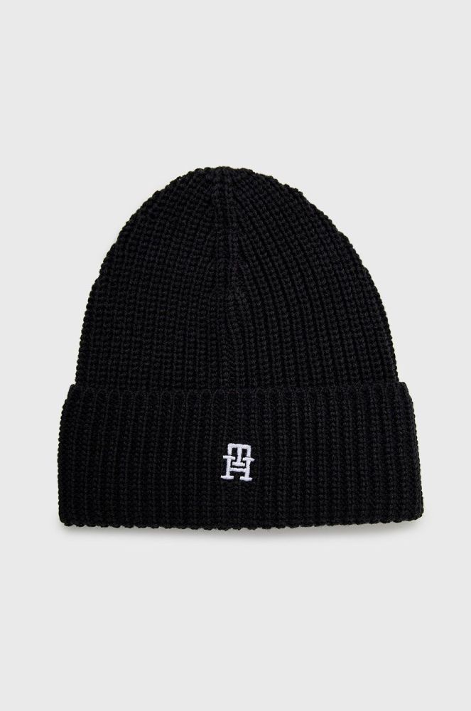 Вовняна шапка Tommy Hilfiger колір чорний вовна (2600677)