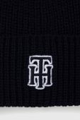Вовняна шапка Tommy Hilfiger колір синій з товстого трикотажу вовна