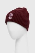 Вовняна шапка Tommy Hilfiger колір бордовий з товстого трикотажу вовна