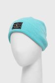 Шапка з домішкою вовни DC колір бірюзовий з товстого трикотажу