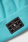 Шапка з домішкою вовни DC колір бірюзовий з товстого трикотажу