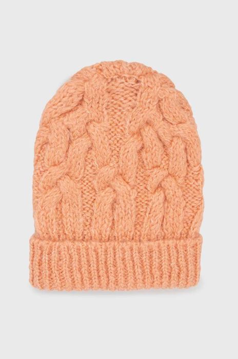 Шапка з домішкою вовни United Colors of Benetton колір помаранчевий