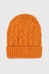 Шапка з домішкою вовни United Colors of Benetton колір помаранчевий з товстого трикотажу Шапка з домішкою вовни United Colors of Benetton колір помаранчевий з товстого трикотажу
