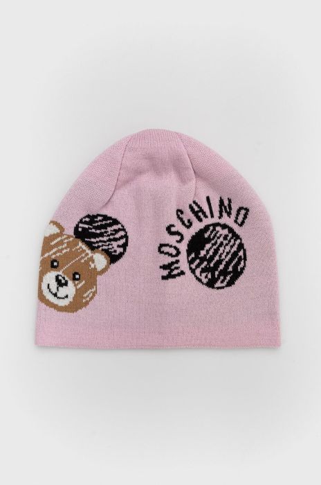 Шапка з домішкою вовни Moschino колір рожевий (2567469)