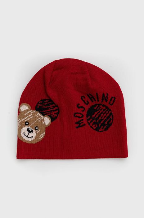 Шапка з домішкою вовни Moschino колір червоний