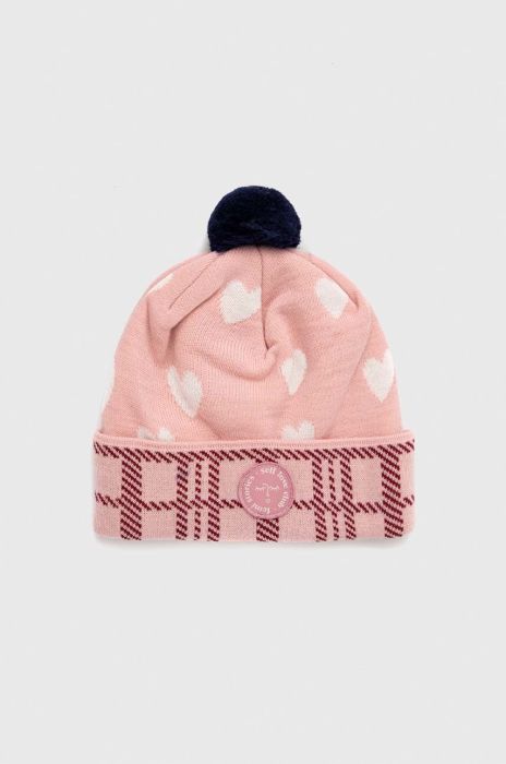 Шапка з домішкою вовни Femi Stories Sweetie колір рожевий з товстого трикотажу