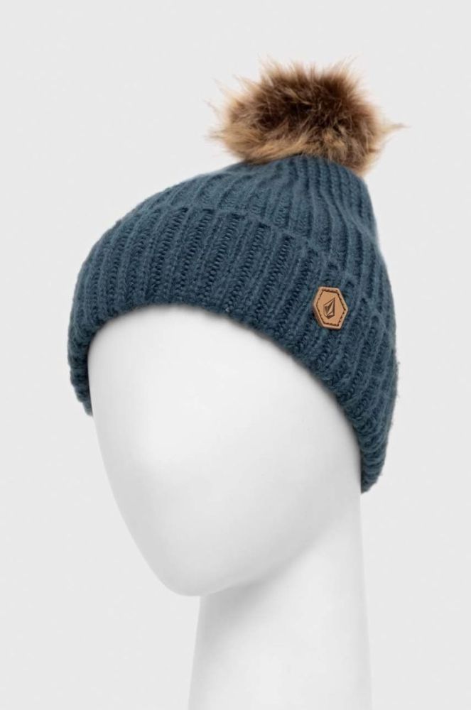 Шапка Volcom колір бірюзовий з товстого трикотажу фото 2