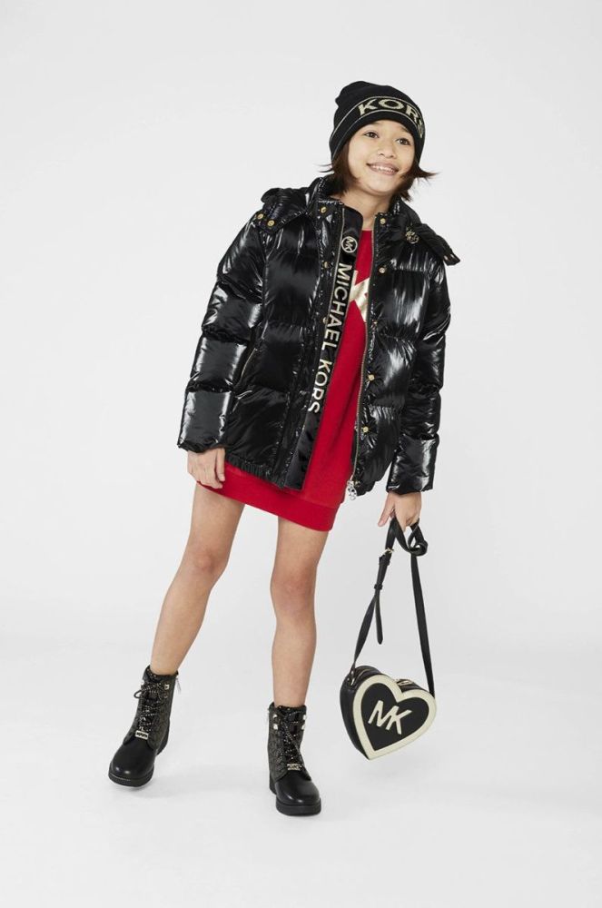 Дитяча шапка з домішкою вовни Michael Kors колір чорний з тонкого трикотажу (2612296) фото 3
