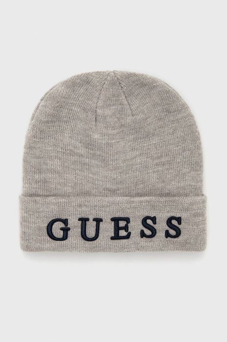 Дитяча шапка з домішкою вовни Guess колір сірий