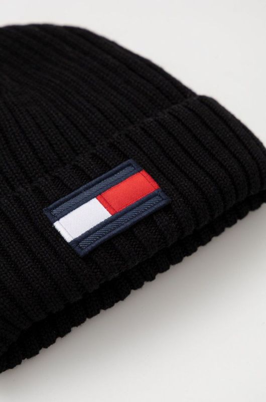 Дитяча шапка Tommy Hilfiger колір чорний з товстого трикотажу фото 2