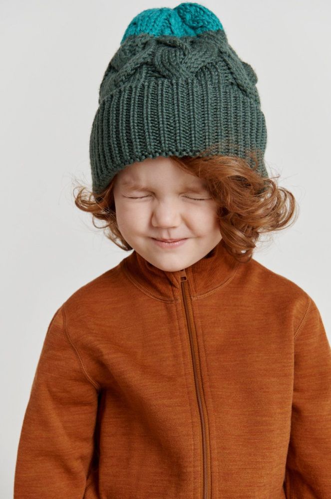 Дитяча шапка Reima колір зелений з товстого трикотажу вовна