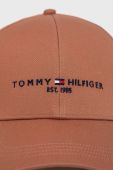 Бавовняна кепка Tommy Hilfiger колір коричневий з аплікацією
