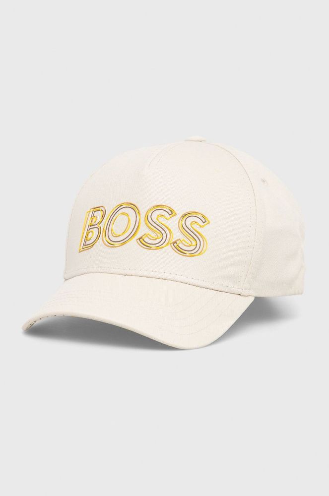 Бавовняна кепка BOSS Boss Athleisure колір бежевий з принтом