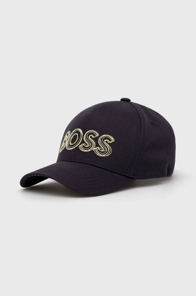 Бавовняна кепка BOSS Boss Athleisure колір синій з принтом