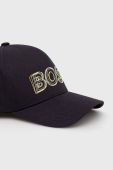 Бавовняна кепка BOSS Boss Athleisure колір синій з принтом