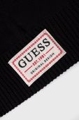 Шапка з домішкою вовни Guess колір чорний з тонкого трикотажу (2723335)