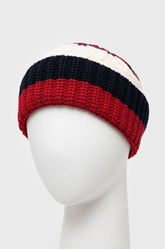 Вовняна шапка Tommy Hilfiger вовна колір барвистий фото 2