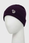 Вовняна шапка PS Paul Smith колір фіолетовий з тонкого трикотажу вовна