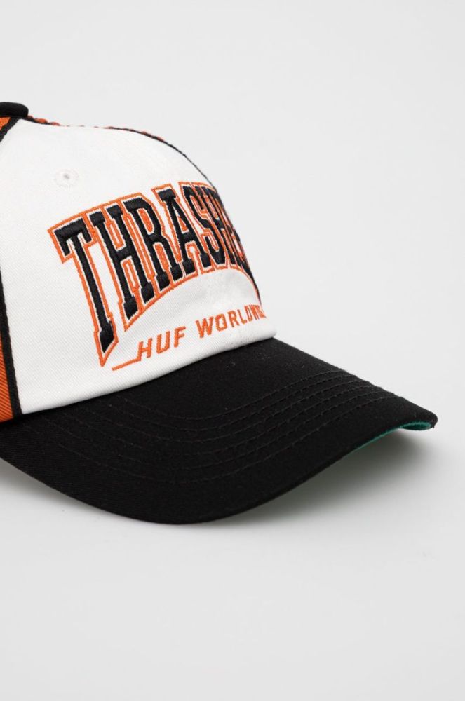 Бавовняна кепка HUF X Trasher колір білий з аплікацією фото 2