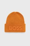 Шапка з домішкою вовни BOSS Boss Casual колір помаранчевий з товстого трикотажу