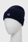 Вовняна шапка Champion колір синій з тонкого трикотажу вовна