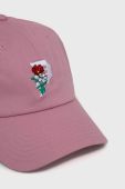 Бавовняна бейсболка Primitive колір рожевий з аплікацією