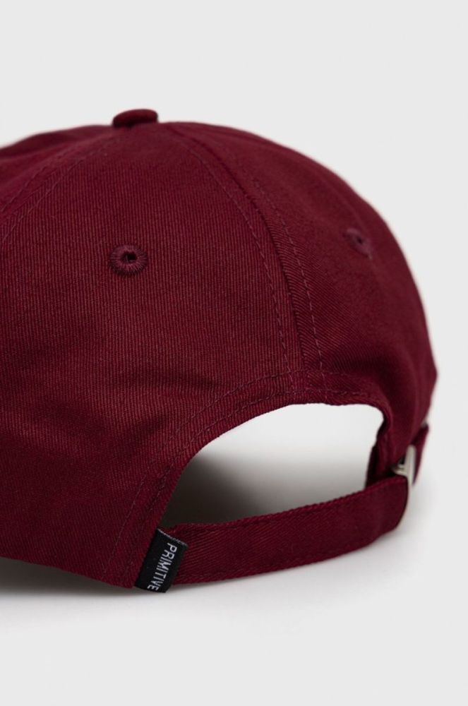Бавовняна бейсболка Primitive колір бордовий однотонна фото 2
