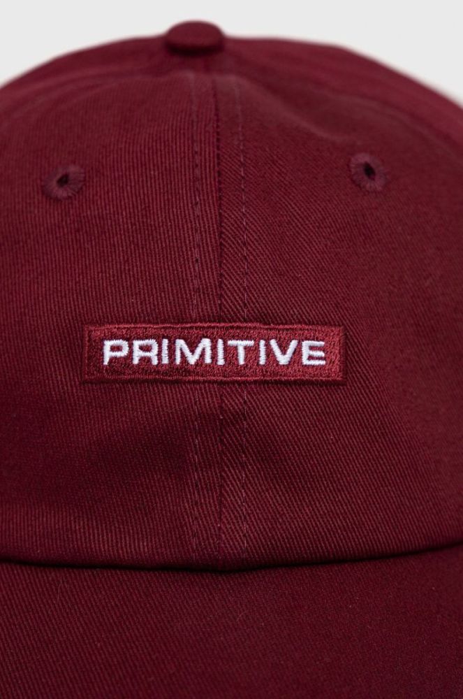 Бавовняна бейсболка Primitive колір бордовий однотонна фото 3