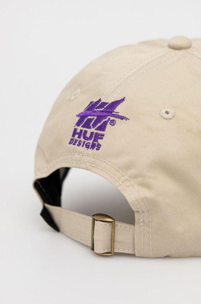 Бавовняна кепка HUF X Marvel Hulk колір бежевий з аплікацією фото 3
