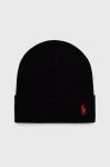 Бавовняна шапка Polo Ralph Lauren колір чорний з тонкого трикотажу з бавовни